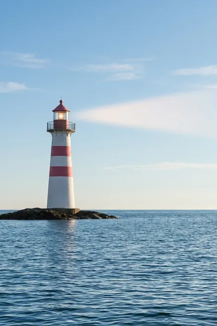 The same lighthouse and sea, with no arrow and no name added.